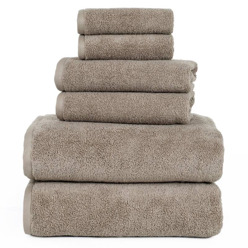 6PC Towel Set - Cotton Bathroom Accessories with 2 Bath Towels, 2 Hand Towels, and 2 Washcloths by Windsor Home