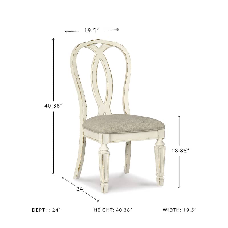Signature Design By Ashley Realyn Dining Room Chair - Set of 2 - Chipped White - 19.5" W x 24" D x 40.38" H