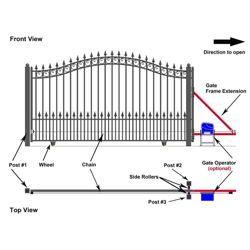 ALEKO Steel Single Sliding 18' Driveway Gate St. Louis Style with Gate Opener