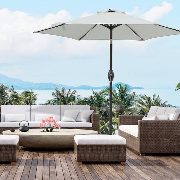 7.5 patio table umbrella Sonkuki 7.5 ft. Patio Market Crank and Tilt Umbrellas, Table Umbrellas,UV-Resistant Canopy in Lemon Green