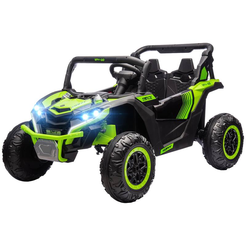 Kids 24V UTV Ride-On Car, 2 Seater, 4 Spring Suspension, Music, Horn, LED Lights, Ages 3-8, 110 lbs Capacity