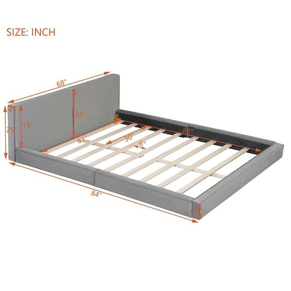 Queen Size Upholstered Platform Bed with Velvet Fabric and Solid Frame, Sturdy Construction with Wooden Slats
