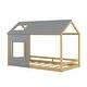 preview thumbnail 13 of 18, Twin Size House Bed with Roof and Window Grey