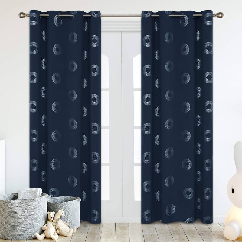 Concentric Circles Pattern Room Darkening Curtain 2 Panels