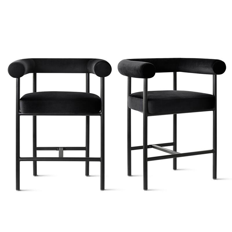 24" Seat Height Velvet Counter Stools (Set Of 2)