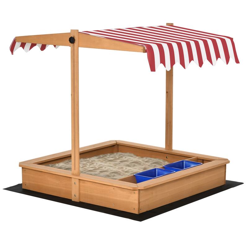 Kids Sandbox with Cover, Wooden Sandbox Backyard Toy - Yellow