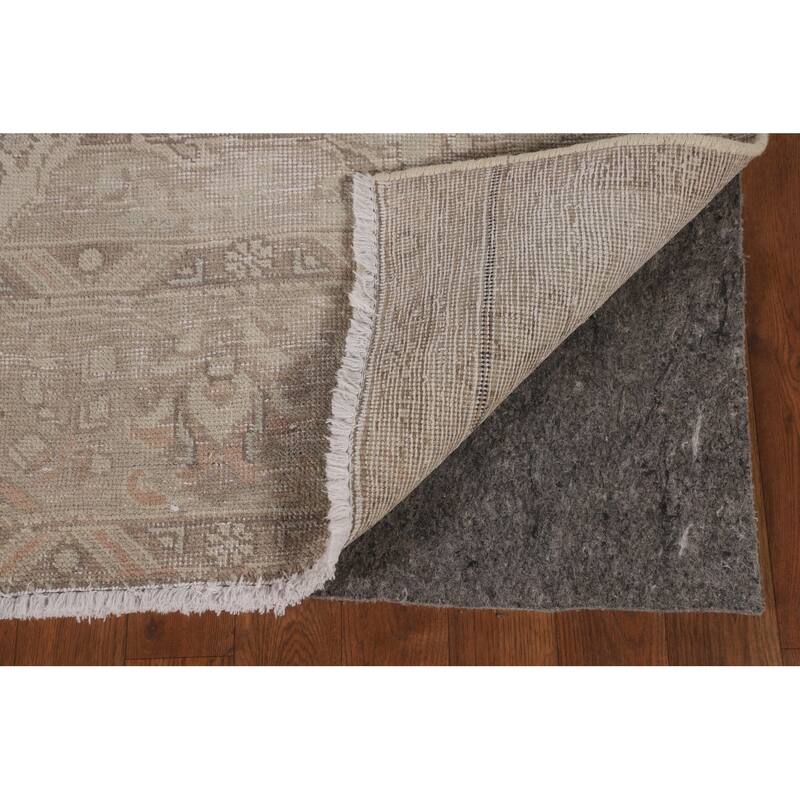 Geometric Distressed Tabriz Persian Vintage Rug Handmade Wool Carpet - 6'4"x 9'2"