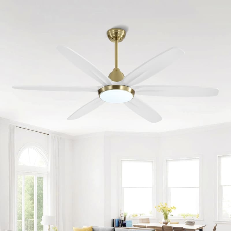 MLiAN Wood Blade LED Ceiling Fan Remote Control 6-Speed DC - 60''