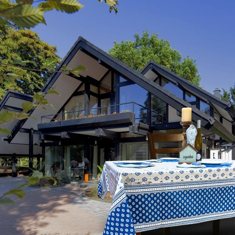 Wipeable Stain Resistant French Chateau Cotton Floral Tablecloth