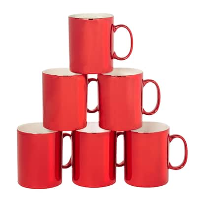 Certified International Holiday Lights Red 16 oz. Mugs, Set of 6