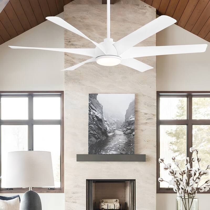 65-in Indoor Large LED Ceiling Fan with Light Remote (6-Blade)