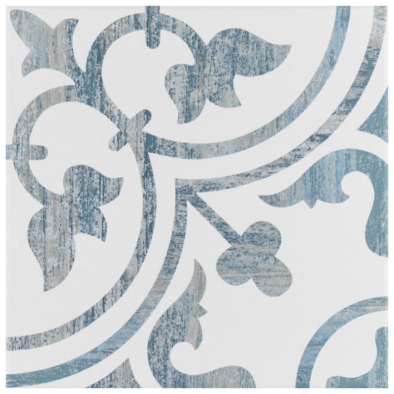 Merola Tile Cassis Arte Blue 9-3/4" x 9-3/4" Porcelain Floor and Wall Tile