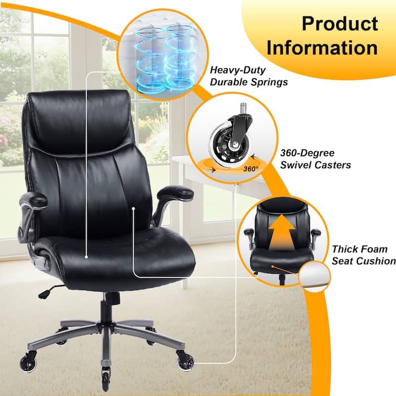 Ergonomic High-Back Office Chair in Premium Leather