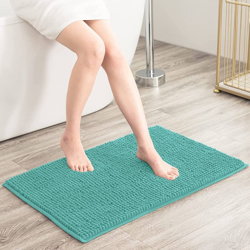 Subrtex Luxury Chenille Bath Rugs Soft Bathroom Mats