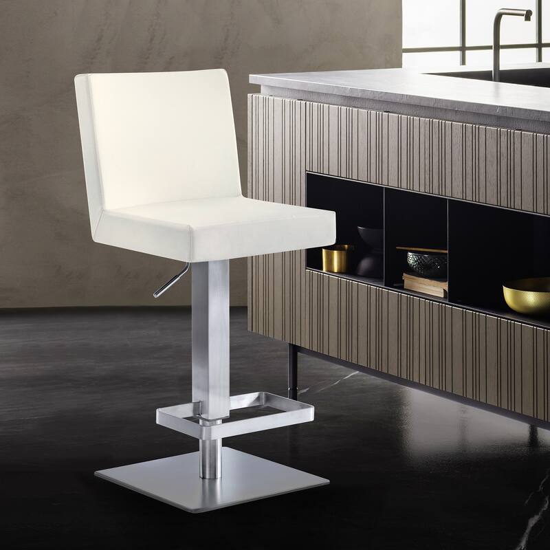Strick & Bolton Callcott Contemporary Faux Leather and Metal Swivel Bar Stool