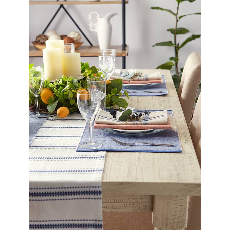 DII French Blue Eco-Friendly Chambray Fine Ribbed Placemat 6 Piece