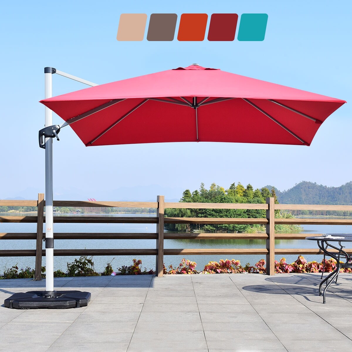 Shop Black Friday Deals On Costway 10ft Patio Offset Cantilever Umbrella 360 Degree Tilt Aluminum On Sale Overstock 30889953