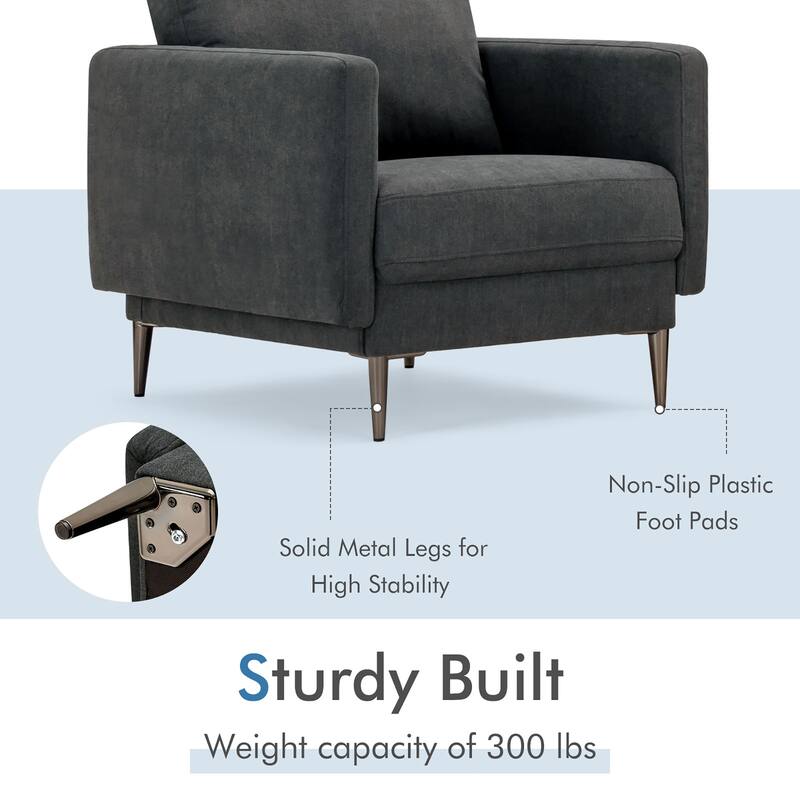 Costway Modern Upholstered Accent Chair Single Sofa Armchair Living