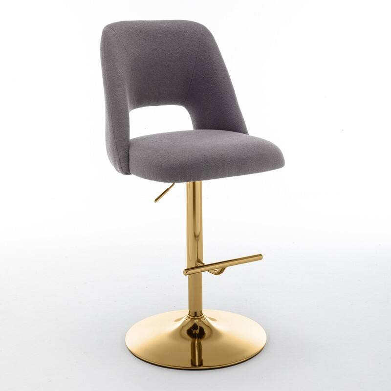 Best Quality Furniture Adjustable Textured Fabric Barstools with Chrome Finish Base (Set of 2)