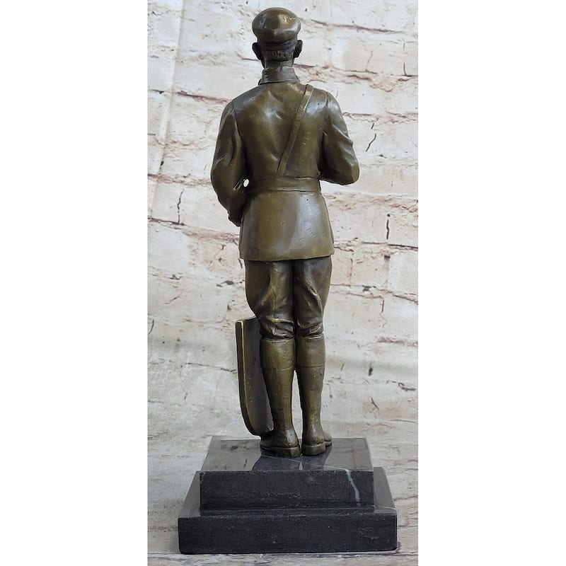 Russian Emperor Guard With Eagle Symbol Bronze Sculpture Art Deco Marble Figure