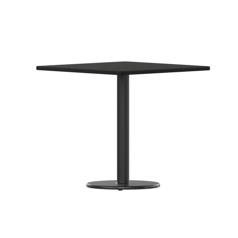 30'' Square Laminate Table Top with 18'' Round Table Height Base - 30"W x 30"D x 31.125"H - 30"W x 30"D x 31.125"H - Black