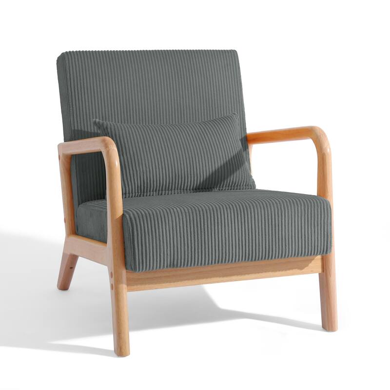 2 Set Upholstered Lounge Arm Chair with Pillow - Set of 2