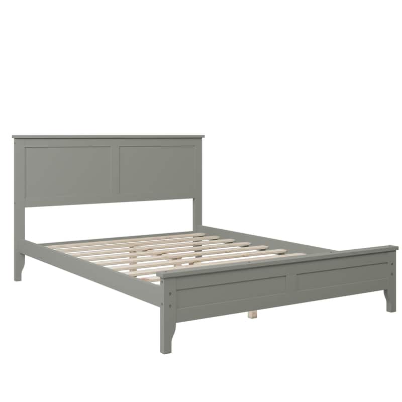 Modern Solid Wood Platform Bed - Grey - Full