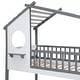 preview thumbnail 20 of 20, Twin Over Twin Bunk Bed Wood Bed with Roof, Window, Ladder