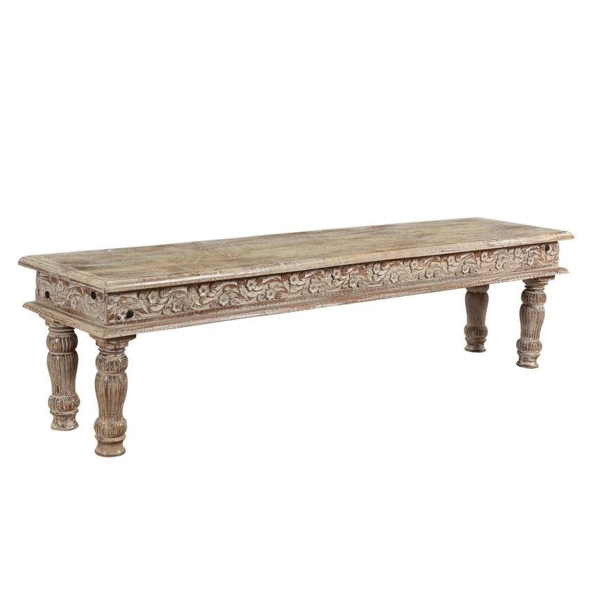 Driftwood Carved Bench 71" - 71