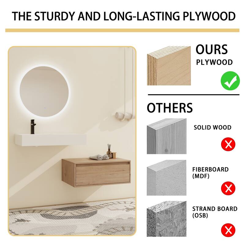Malwee 30"/60" Floating Bathroom Vanity, Wall Mounted Bathroom Vanity with Single/Double Sink and Soft Close Drawers