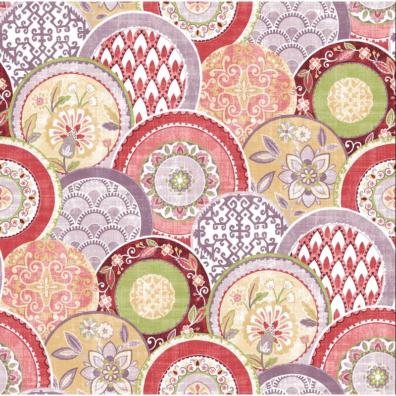 A-Street Prints Laguna Pink Plate Wallpaper