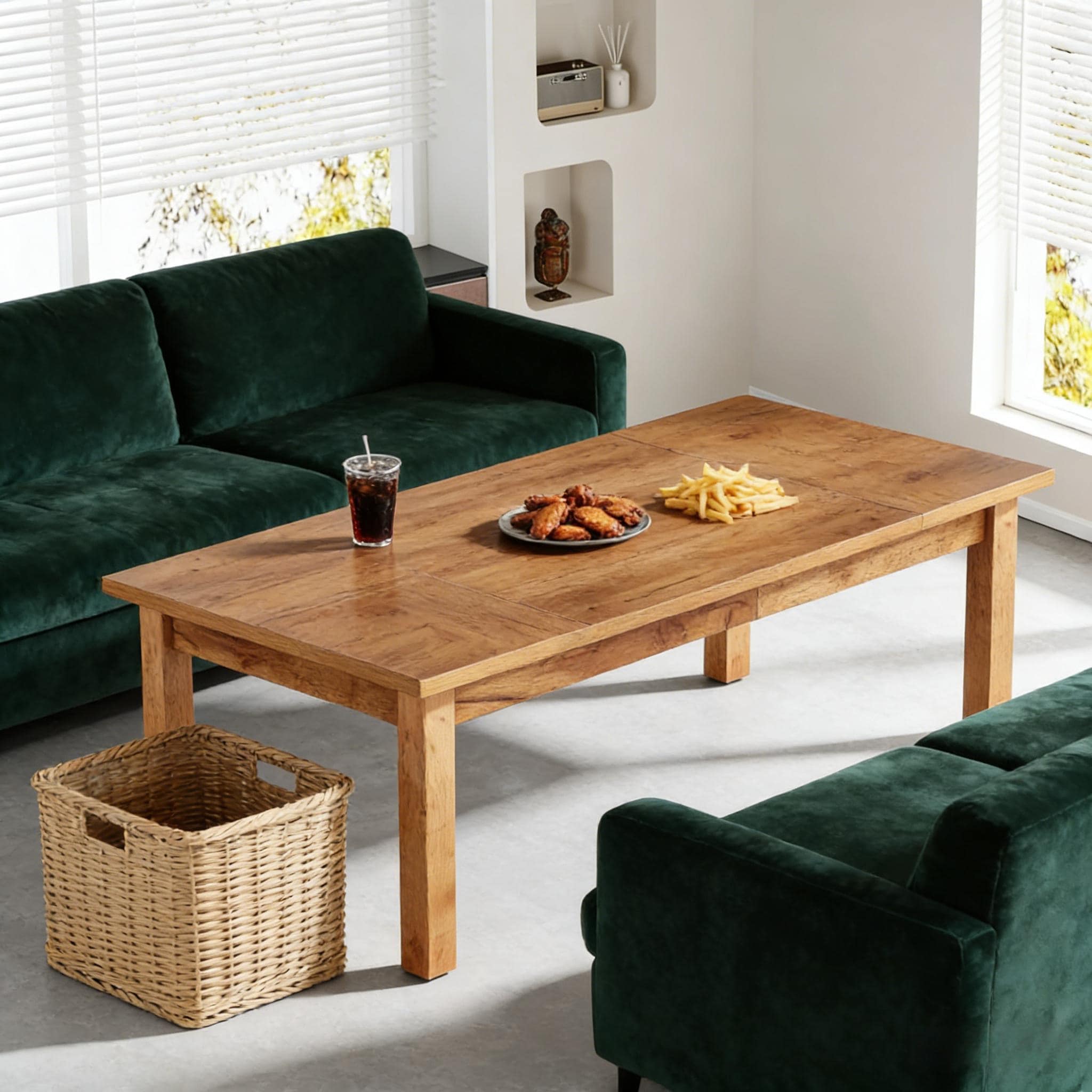 Dining Table for 6-8, Wood Meeting Table Coffee Table with Sturdy Legs, Large Kitchen Table Work Table