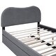 preview thumbnail 4 of 5, Grey Full Size Upholstered Platform Bed with Headboard, Trundle, and Wooden Feet