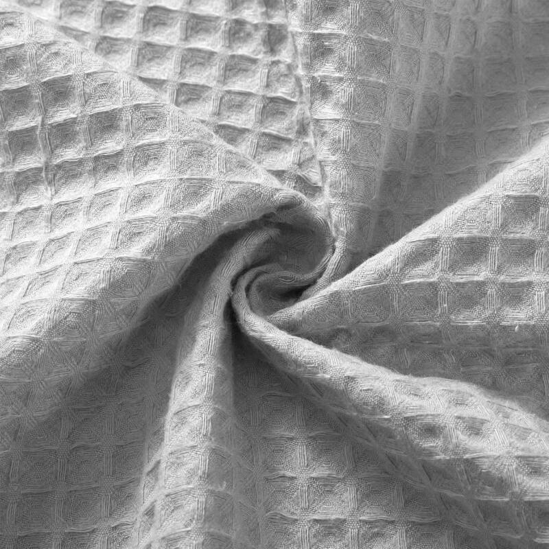 Cotton Blend Honeycomb Waffle Shower Curtain with Snap-in Liner