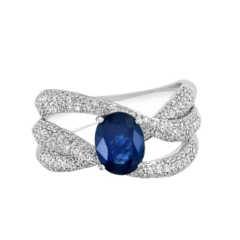 EFFY 14K Gold Diamond Natural Sapphire Ring