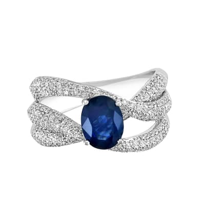 EFFY 14K Gold Diamond Natural Sapphire Ring