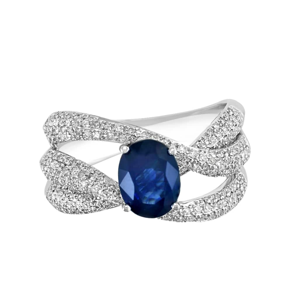 EFFY 14K Gold Diamond Natural Sapphire Ring
