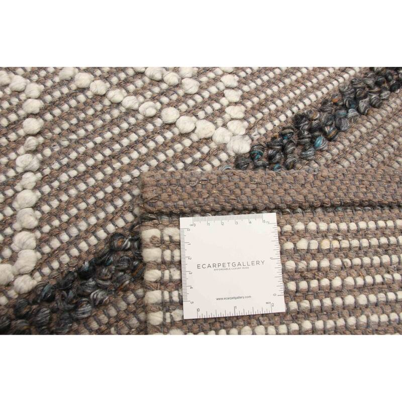 ECARPETGALLERY Braid weave Sienna Brown Wool Rug - 6'1 x 9'0