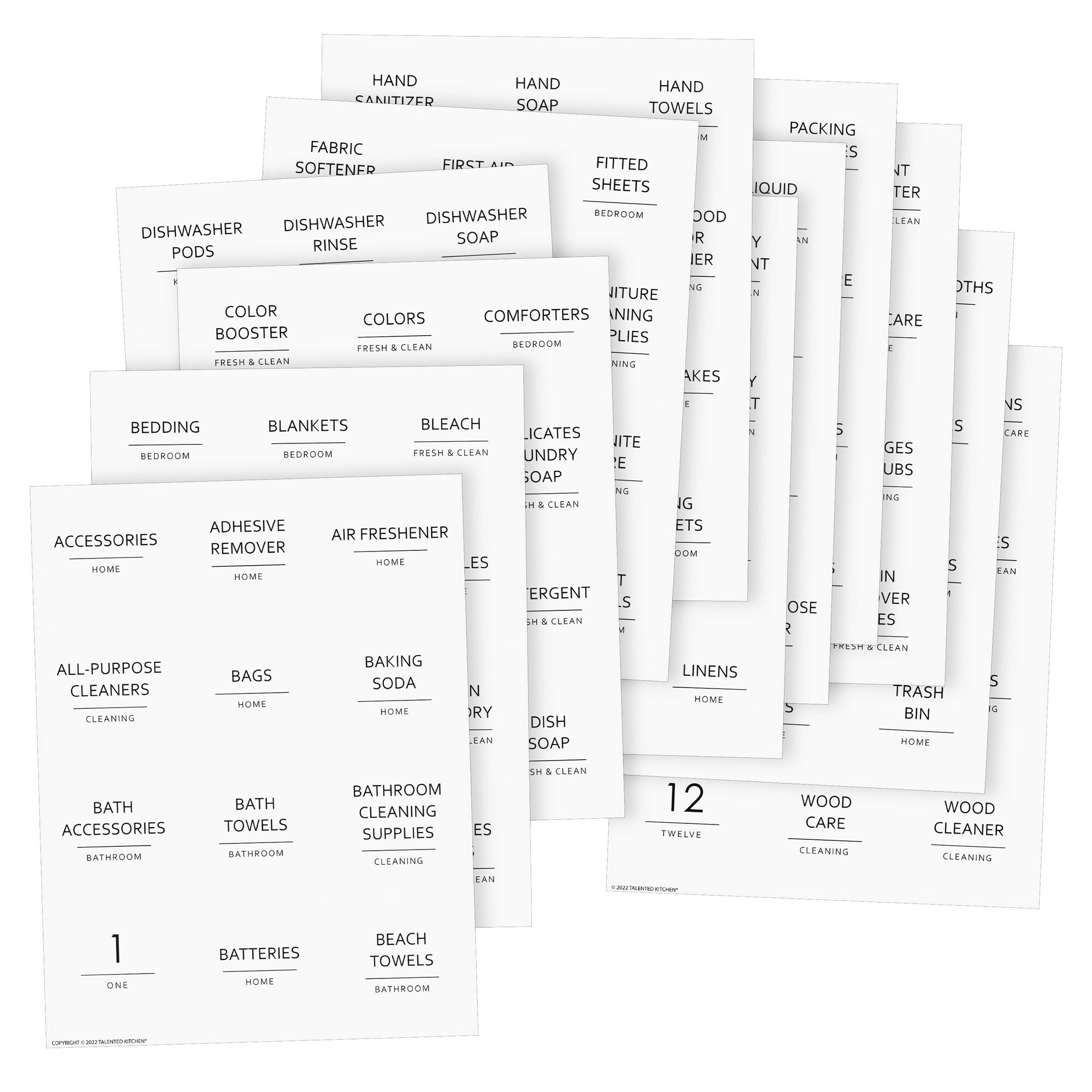 180 Minimalist Laundry Labels for Jars, 2.5 x inch, White