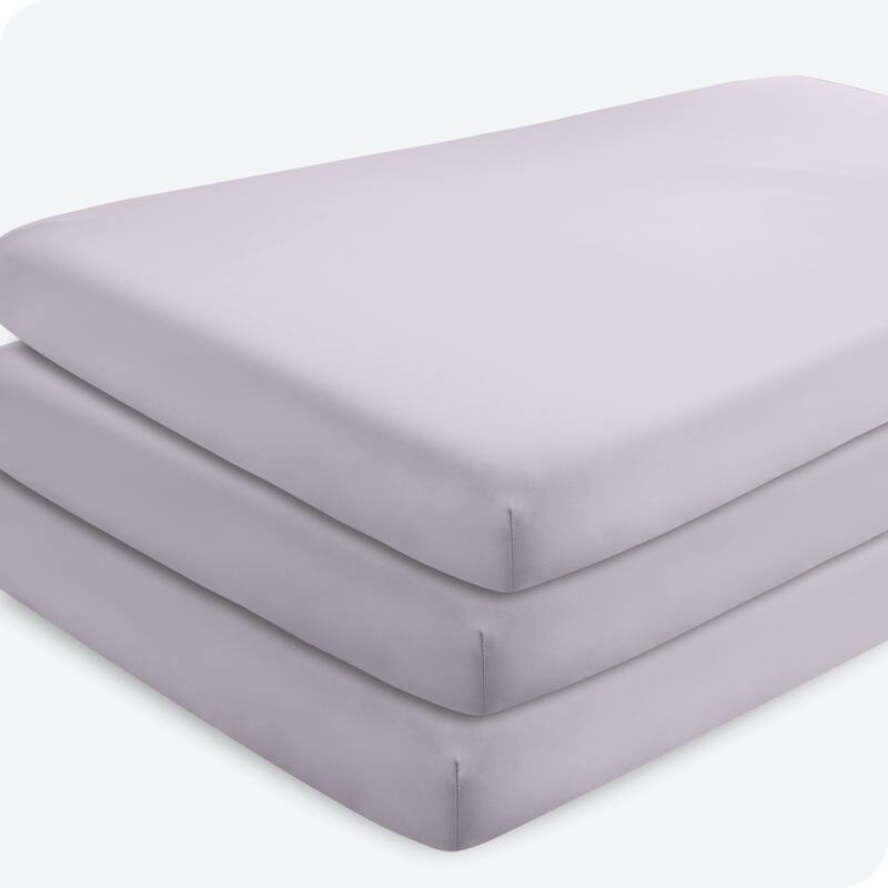Bare Home Solid Ultra-Soft Crib Fitted Sheet - Crib - 3 Pack - Lilac
