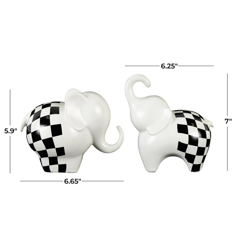 The Novogratz Gold, Silver, Black, White or Multi Colored Porcelain Ceramic Elephant Decorative Sculpture (Set of 2)