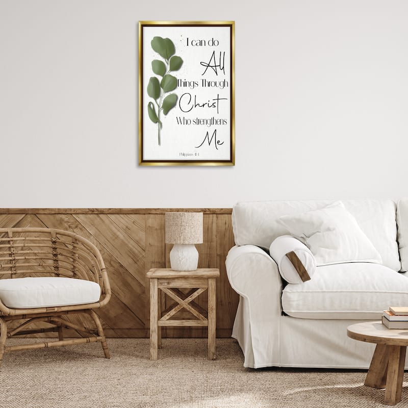 Stupell Proverb & Herb Sprig Framed Floater Canvas Wall Art Design By Amber Clarkson