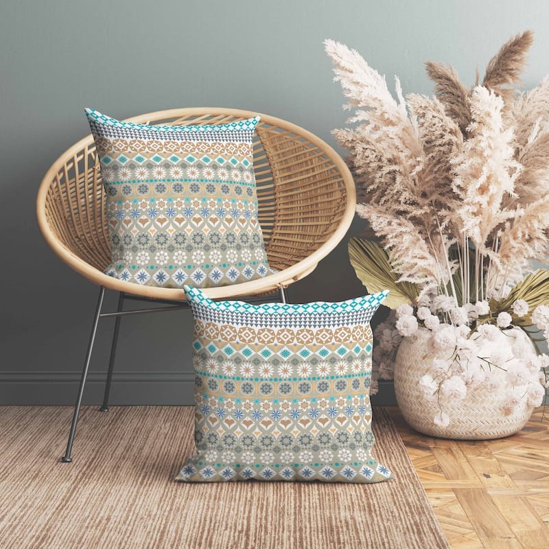 Shape Synergy Indoor/Outdoor Reversible Throw Pillow Orange and Cyan