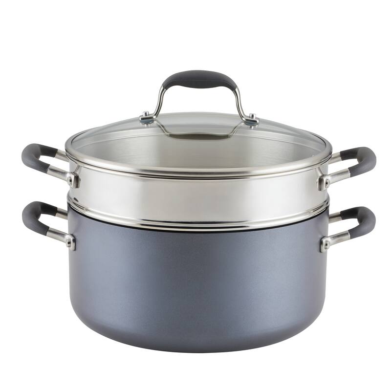 Anolon Advanced Home 8.5-Quart Wide Stockpot with Multi-Function Insert, Bronze