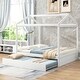 preview thumbnail 2 of 7, Full Size House Bed with Trundle, Solid Wood Frame, and Support Legs - Compact Canopy Bed for Children