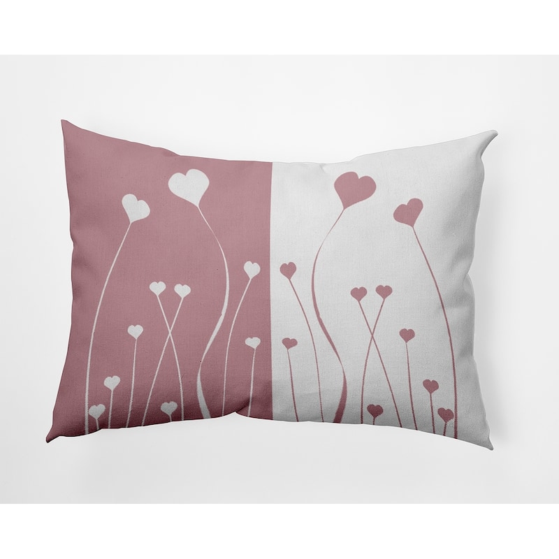 Growing Love Valentines Day Decorative Throw Pillow - 14" x 20" - Romantic Purple