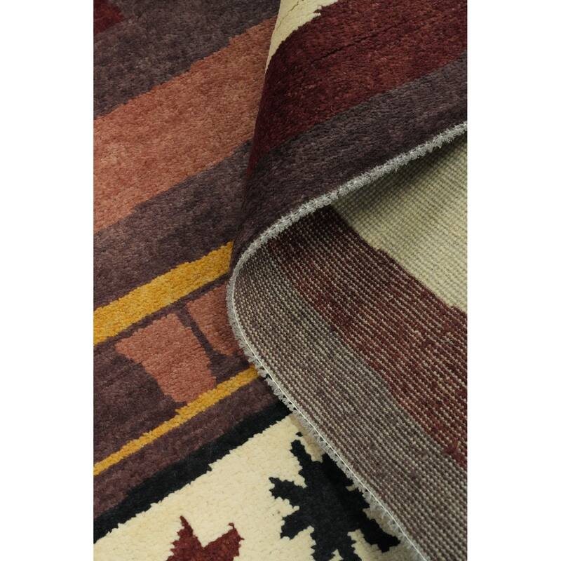 Handmade Wool Gabbeh Vegetable Dye Turkish Area Rug Handmade Wool Carpet - 9' 0'' X 6' 1''