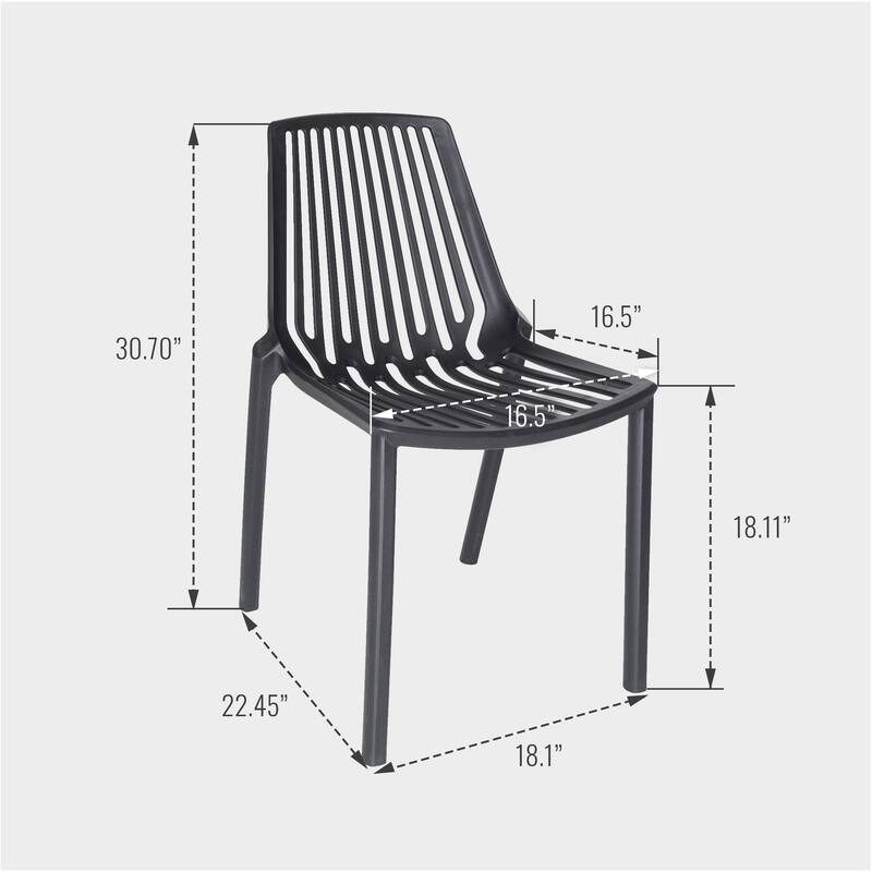 LeisureMod Acken Mid-Century Modern Plastic Dining Chair, Set of 4 - 30.7"