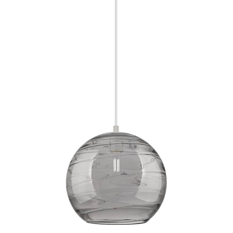 Innovations Lighting 434-1P-12-12 Crown Point Pendant Crown Point 12" - Satin Nickel / Light Smoke Deco Swirl
