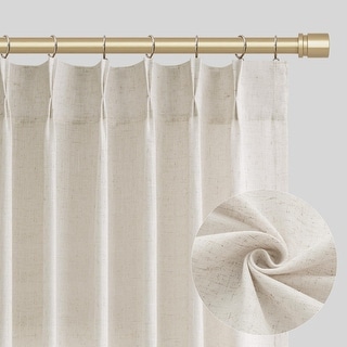 Natural Cream Pinch Pleated Linen Curtains - Bed Bath & Beyond - 42994907